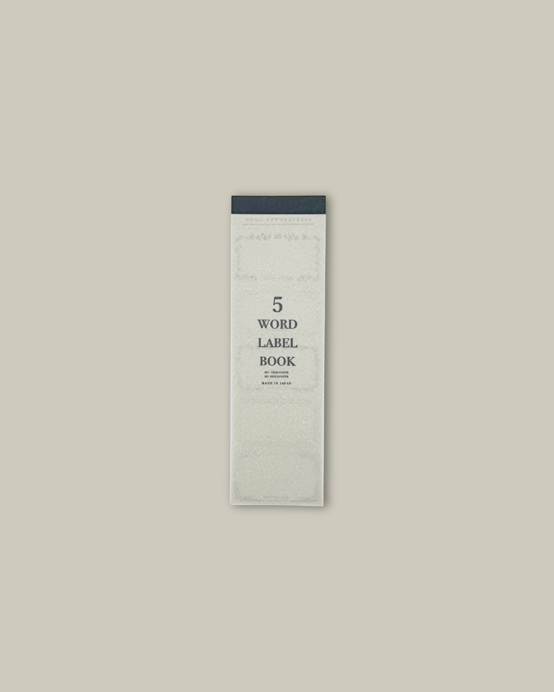 OEDA LETTERPRESS 5-Wort-Etikettenbuch - Grau & Beige