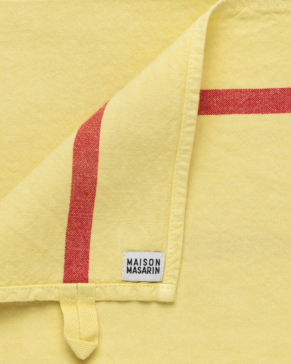 Linen-cotton tea towel: Powder / Pink and red stripes