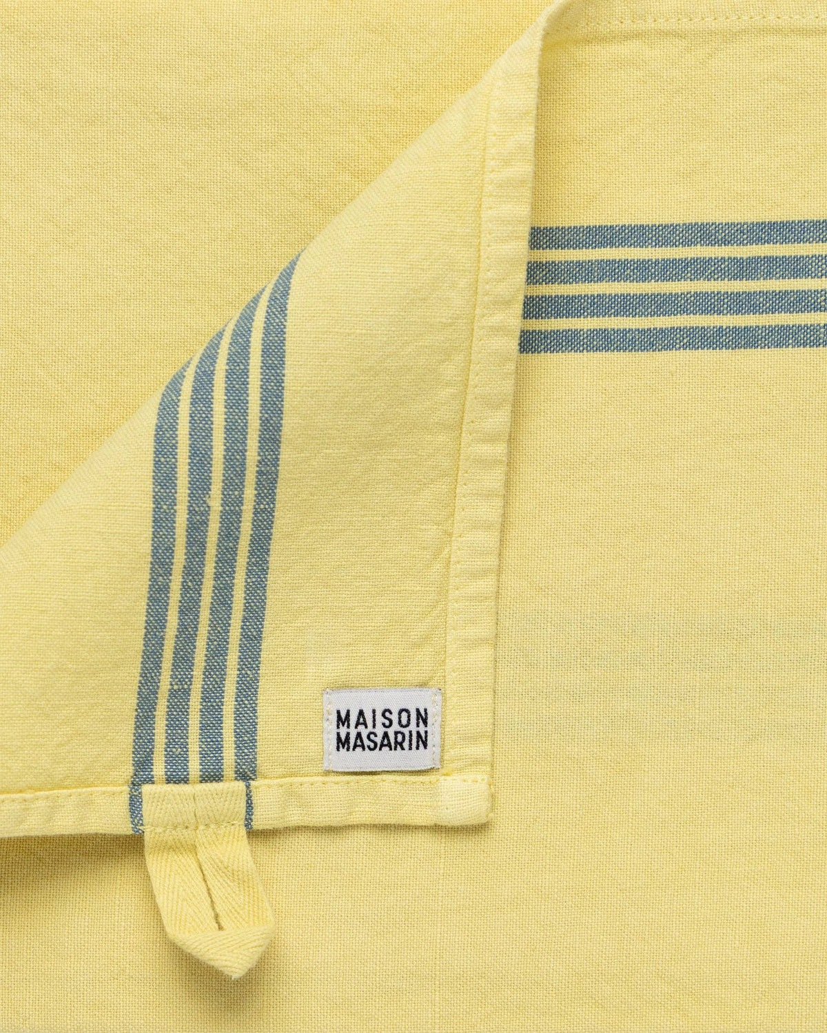 Linen-cotton tea towel: Limoncello / Pink and red stripes