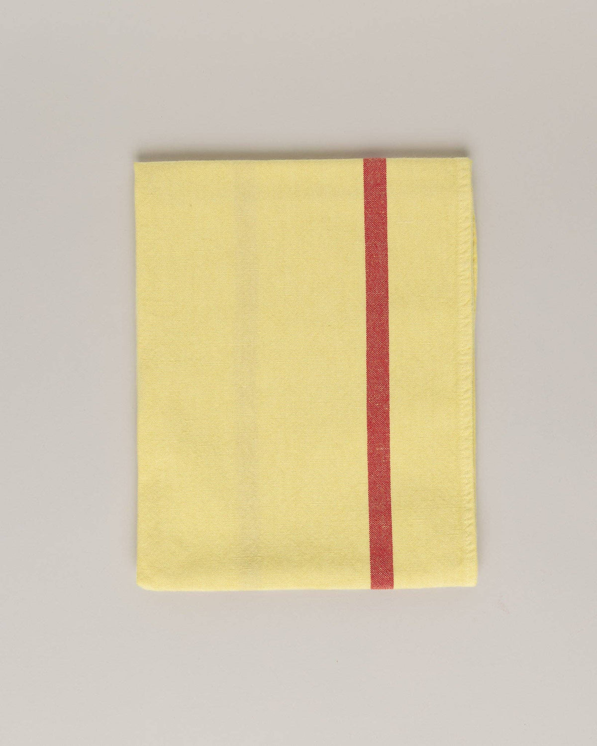 Linen-cotton tea towel: Nature green / Pink and red stripes
