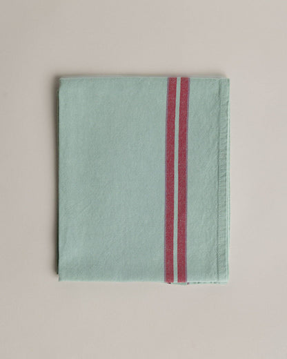 Linen-cotton tea towel: Verveine / Pink and red stripes