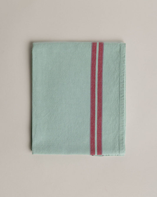 Linen-cotton tea towel: Verveine / Pink and red stripes