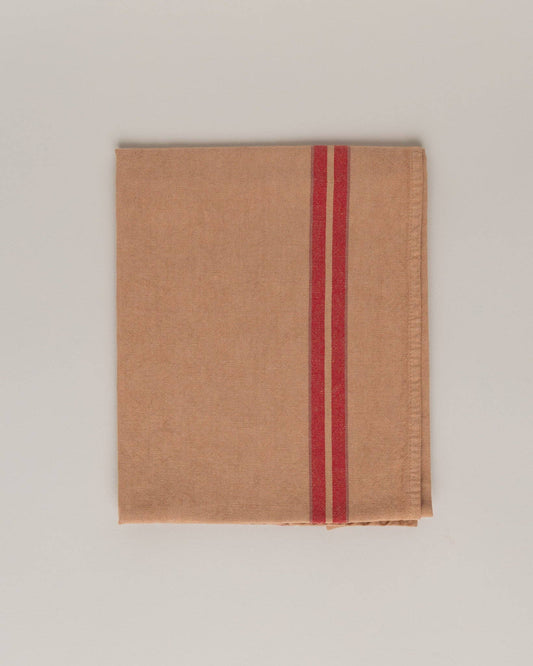 Linen-cotton tea towel: Powder / Pink and red stripes