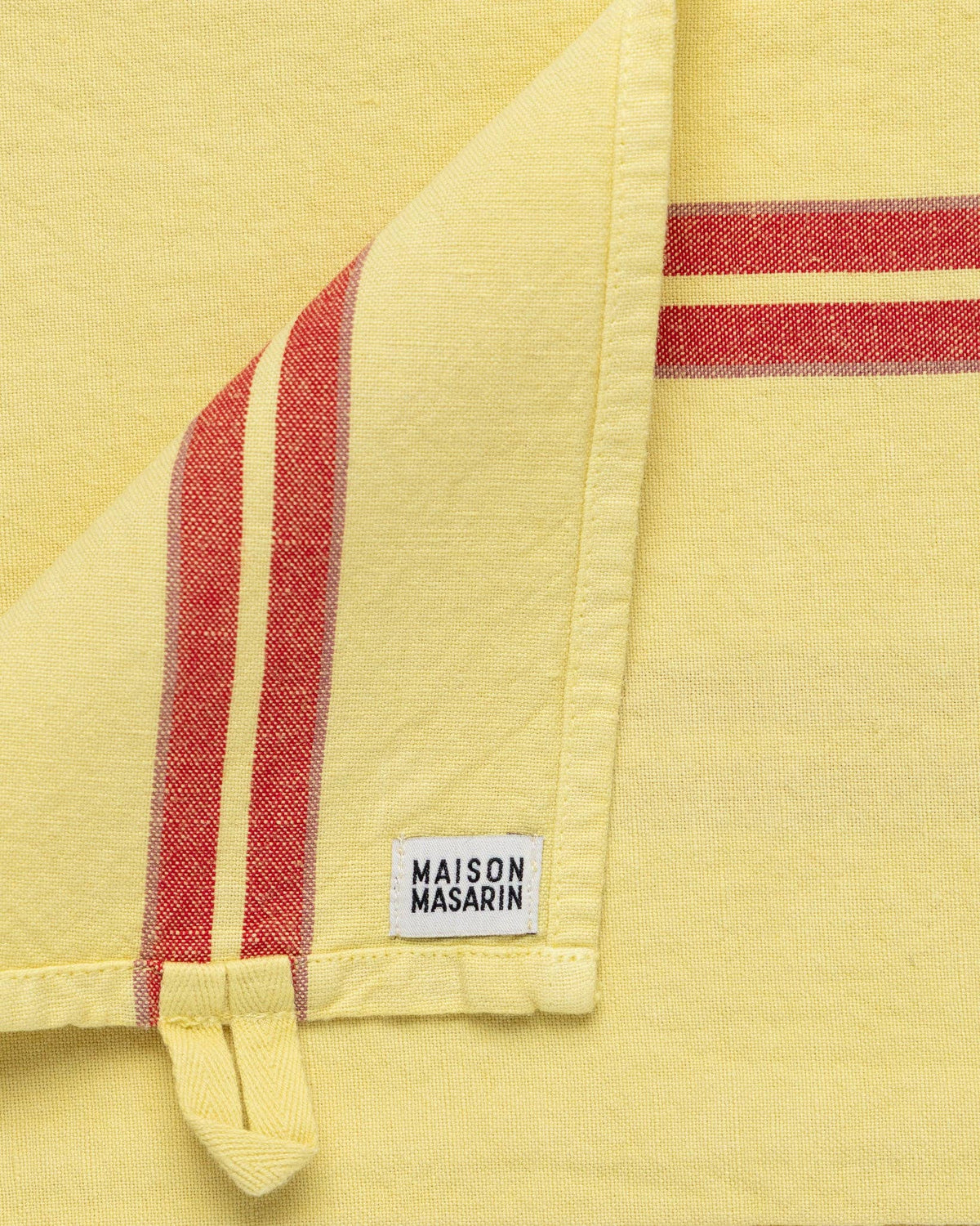 Linen-cotton tea towel: Grenade / Pink and red stripes